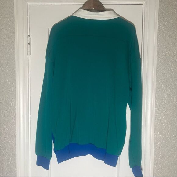 Vintage 80’s Izod Lacoste Green Acrylic Track Jacket XL Full Zip - Picture 6 of 14